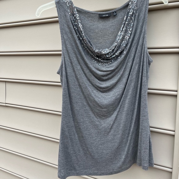 Tops - Womens sleeveless top with sequined scoop neckline. Excellent condition.